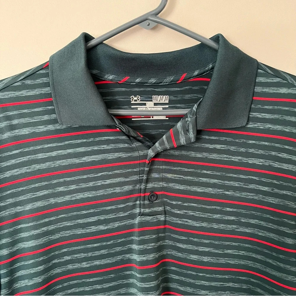 Men’s Under Armour Golf Polo Shirt Loose Fit Athletic Golf Shirt Collared Green - Picture 6 of 8
